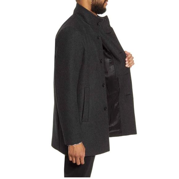 Theory Renew Regular Fit Wool Blend Overcoat XXL Charcoal Melange | Men’s Winter - Picture 5 of 7